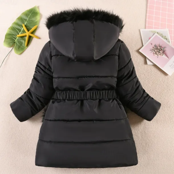 Kids Girls' Down Coat Kids Puffer Jacket Active Pocket School Coat Outerwear 4-12 Years Winter Deep red Black Navy Blue