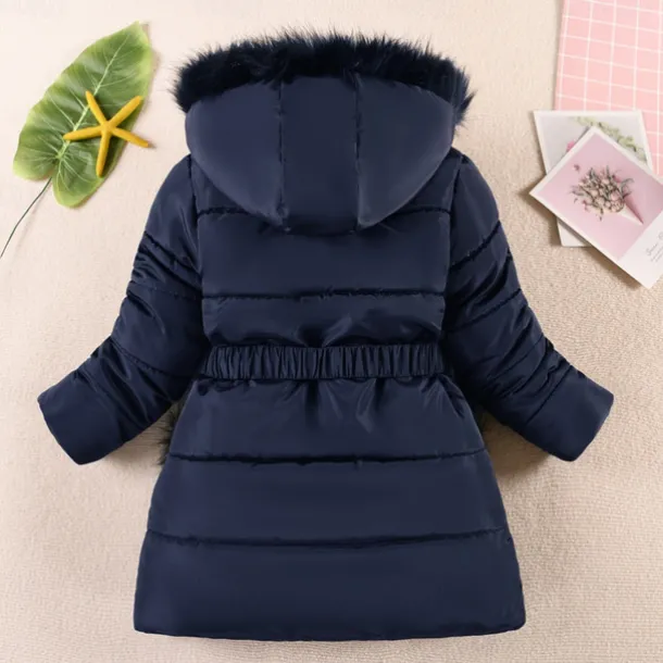 Kids Girls' Down Coat Kids Puffer Jacket Active Pocket School Coat Outerwear 4-12 Years Winter Deep red Black Navy Blue