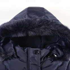 Kids Girls' Down Coat Kids Puffer Jacket Active Pocket School Coat Outerwear 4-12 Years Winter Deep red Black Navy Blue