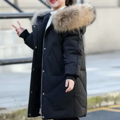 Kids Girls' Down Coat Long Sleeve Pink Red Black Solid Color Fall Winter Adorable School 4-12 Years