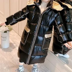 Kids Girls' Down Coat Solid Color Fashion Outdoor Cotton Coat Outerwear 4-13 Years Fall Champagne