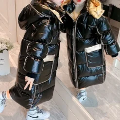 Kids Girls' Down Coat Solid Color Fashion Outdoor Cotton Coat Outerwear 4-13 Years Fall Champagne