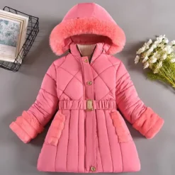 Kids Girls' Down Coat Solid Color Fashion Fur Trim School Coat Outerwear 4-12 Years Fall Black Pink Purple