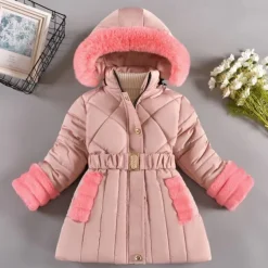 Kids Girls' Down Coat Solid Color Fashion Fur Trim School Coat Outerwear 4-12 Years Fall Black Pink Purple