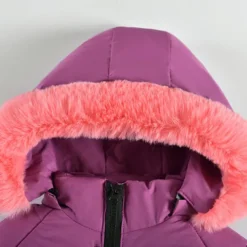 Kids Girls' Down Coat Solid Color Fashion Fur Trim School Coat Outerwear 4-12 Years Fall Black Pink Purple