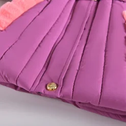 Kids Girls' Down Coat Solid Color Fashion Fur Trim School Coat Outerwear 4-12 Years Fall Black Pink Purple