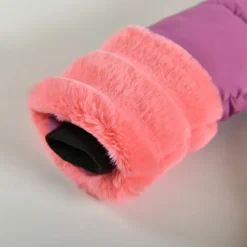 Kids Girls' Down Coat Solid Color Fashion Fur Trim School Coat Outerwear 4-12 Years Fall Black Pink Purple