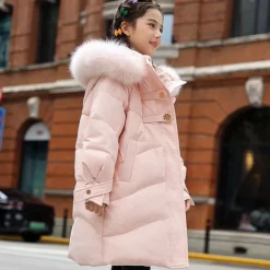Kids Girls' Down Coat Solid Color Fashion Zipper School Coat Outerwear 4-12 Years Fall Black Pink Purple