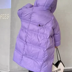 Kids Girls' Down Coat Solid Color Fashion Pocket School Coat Outerwear 4-12 Years Fall Black Purple