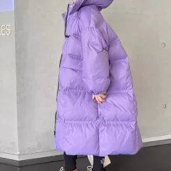 Kids Girls' Down Coat Solid Color Fashion Pocket School Coat Outerwear 4-12 Years Fall Black Purple