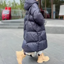 Kids Girls' Down Coat Solid Color Fashion Pocket School Coat Outerwear 4-12 Years Fall Black Purple