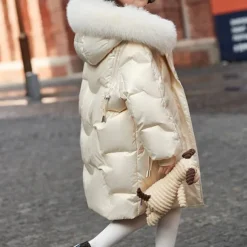 Kids Girls' Down Coat Solid Color Fashion Pocket School Coat Outerwear 4-12 Years Fall Champagne Pink Purple