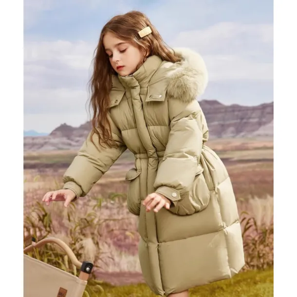 Kids Girls' Down Coat Solid Color Fashion Pocket School Coat Outerwear 4-12 Years Fall Black Army Green