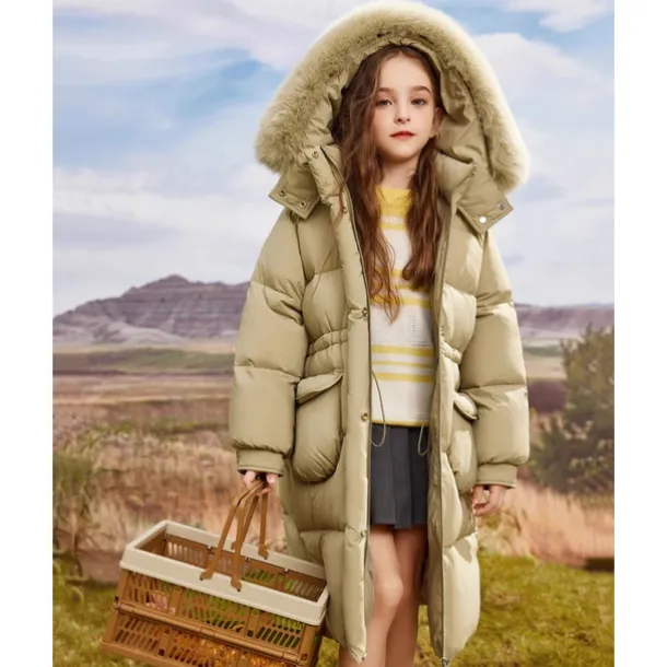 Kids Girls' Down Coat Solid Color Fashion Pocket School Coat Outerwear 4-12 Years Fall Black Army Green