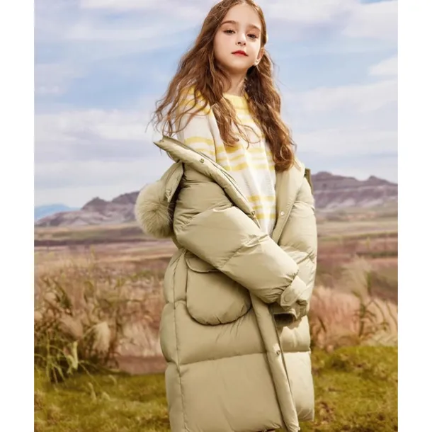 Kids Girls' Down Coat Solid Color Fashion Pocket School Coat Outerwear 4-12 Years Fall Black Army Green