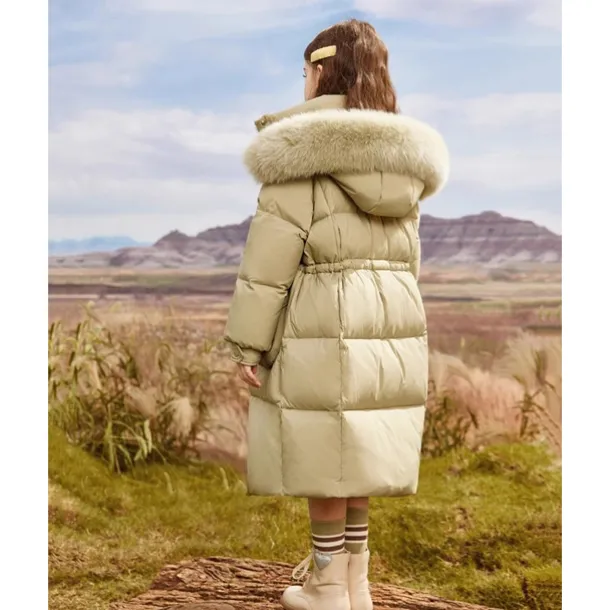 Kids Girls' Down Coat Solid Color Fashion Pocket School Coat Outerwear 4-12 Years Fall Black Army Green