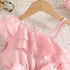 Kids Girls' Dress Floral Dress Flower Sleeveless Outdoor Casual Ruffle Tie Knot Fashion Daily Polyester Knee-length Casual Dress A Line Dress Summer 4 years+ Pink Wine Navy Blue