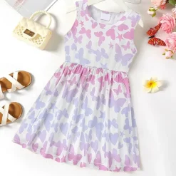 Kids Girls' Dress Flower Sleeveless Performance Cute Sweet Cotton Above Knee A Line Dress Floral Dress Summer Dress Summer Spring 3-12 Years Multicolor White Yellow