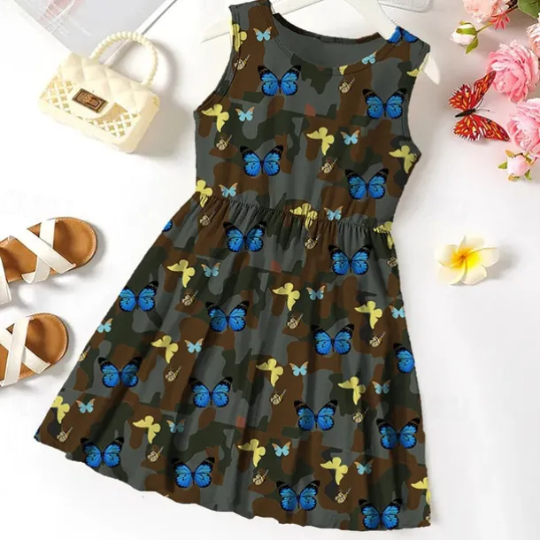 Kids Girls' Dress Flower Sleeveless Performance Cute Sweet Cotton Above Knee A Line Dress Floral Dress Summer Dress Summer Spring 3-12 Years Multicolor White Yellow