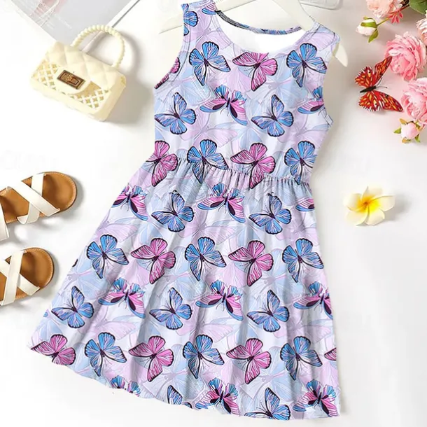 Kids Girls' Dress Flower Sleeveless Performance Cute Sweet Cotton Above Knee A Line Dress Floral Dress Summer Dress Summer Spring 3-12 Years Multicolor White Yellow