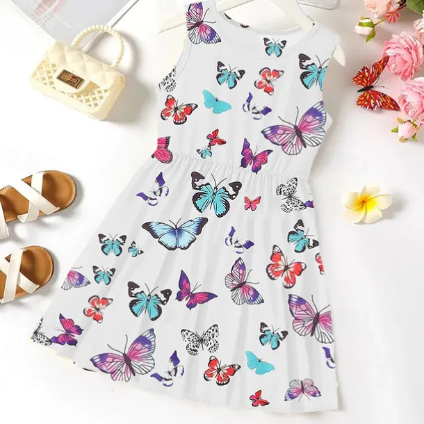 Kids Girls' Dress Flower Sleeveless Performance Cute Sweet Cotton Above Knee A Line Dress Floral Dress Summer Dress Summer Spring 3-12 Years Multicolor White Yellow