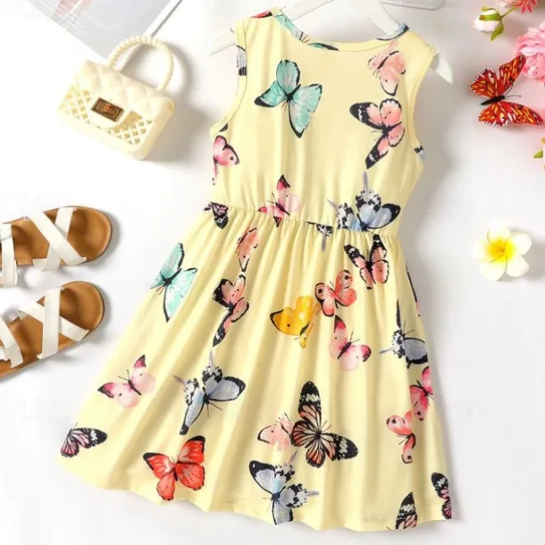 Kids Girls' Dress Flower Sleeveless Performance Cute Sweet Cotton Above Knee A Line Dress Floral Dress Summer Dress Summer Spring 3-12 Years Multicolor White Yellow