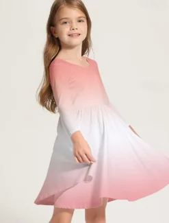 Kids Girls' Dress Graphic Rainbow Long Sleeve Daily Holiday Vacation Print Cute Casual Sweet Polyester Above Knee Swing Dress A Line Dress Spring Fall 3-10 Years Pink Blue Rainbow