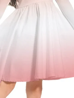 Kids Girls' Dress Graphic Rainbow Long Sleeve Daily Holiday Vacation Print Cute Casual Sweet Polyester Above Knee Swing Dress A Line Dress Spring Fall 3-10 Years Pink Blue Rainbow