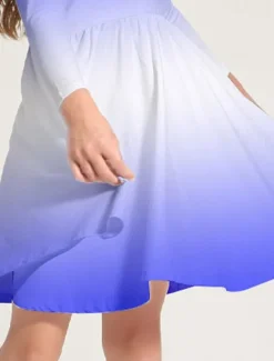 Kids Girls' Dress Graphic Rainbow Long Sleeve Daily Holiday Vacation Print Cute Casual Sweet Polyester Above Knee Swing Dress A Line Dress Spring Fall 3-10 Years Pink Blue Rainbow