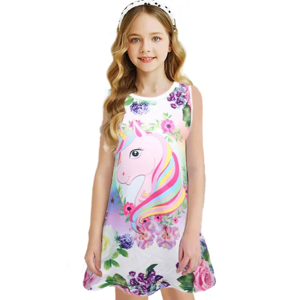 Kids Girls' Dress Graphic Unicorn Gradient Sleeveless Outdoor Casual Fashion Cute Daily Polyester Above Knee Casual Dress A Line Dress Tank Dress Summer Spring 3-12 Years Multicolor Black White