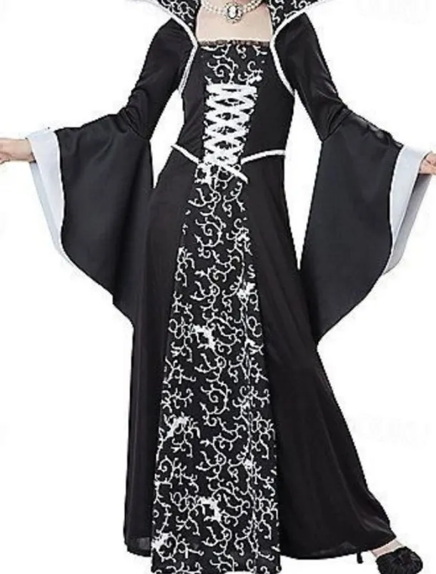 Kids Girls' Dress Graphic Witch costume kids Long Sleeve Party Halloween Print Basic Costume Cotton Asymmetrical A Line Dress Summer Spring Fall 4-12 Years White Wine