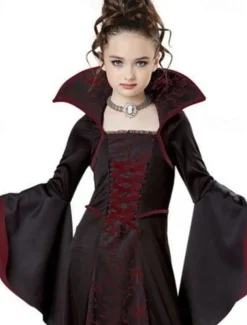 Kids Girls' Dress Graphic Witch costume kids Long Sleeve Party Halloween Print Basic Costume Cotton Asymmetrical A Line Dress Summer Spring Fall 4-12 Years White Wine