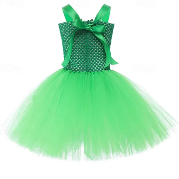 Kids Girls' Dress Party Dress Leaf Witch costume kids halloween custome Sleeveless Performance Special Occasion Mesh Elegant Fashion Beautiful Polyester Knee-length Party Dress Swing Dress Tulle Dress