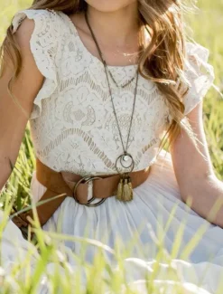 Kids Girls' Dress Solid Colored Short Sleeve Daily Holiday Lace Ruched Princess Sweet Cotton Maxi A Line Dress Summer 4-13 Years White Champagne Wine