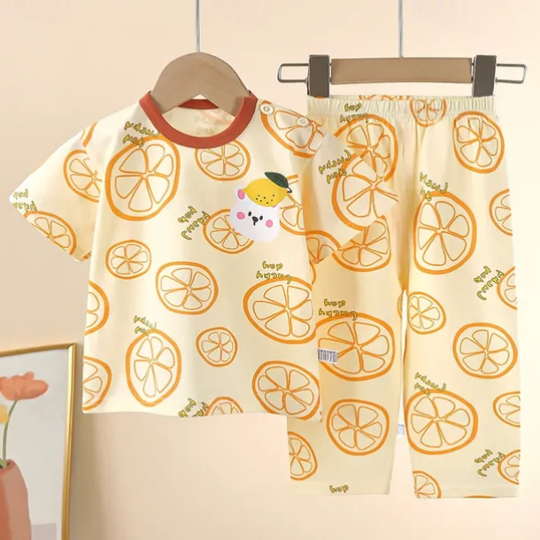 Kids Girls' Easter Pajama Sets Short Sleeve Light Pink White Yellow Rabbit Summer Adorable Home 4 years+