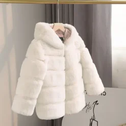 Kids Girls' Faux Fur Coat Solid Color Cute School Coat Outerwear 4 years+ Fall White Champagne Pink