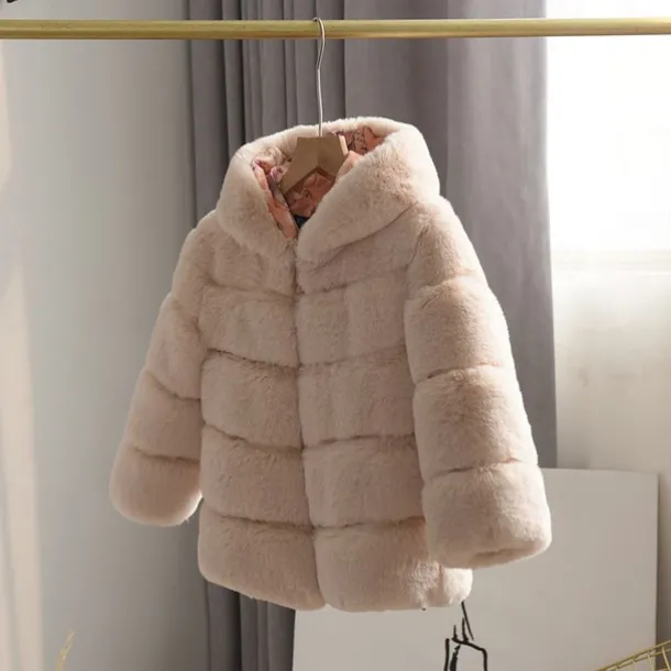 Kids Girls' Faux Fur Coat Solid Color Cute School Coat Outerwear 4 years+ Fall White Champagne Pink