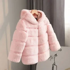 Kids Girls' Faux Fur Coat Solid Color Cute School Coat Outerwear 4 years+ Fall White Champagne Pink
