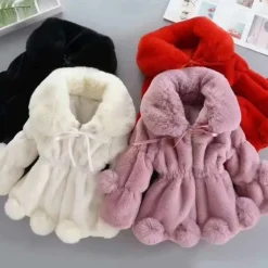 Kids Girls' Faux Fur Coat Solid Color Cute School Coat Outerwear 4 years+ Fall Black White Pink