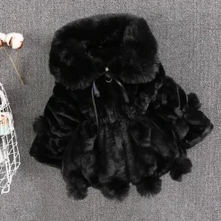 Kids Girls' Faux Fur Coat Solid Color Cute School Coat Outerwear 4 years+ Fall Black White Pink