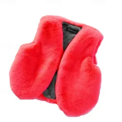 Kids Girls' Faux Fur Coat Solid Color Cute Patchwork School Coat Outerwear 4 years+ Fall Black Pink Red