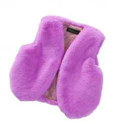 Kids Girls' Faux Fur Coat Solid Color Cute Patchwork School Coat Outerwear 4 years+ Fall Black Pink Red