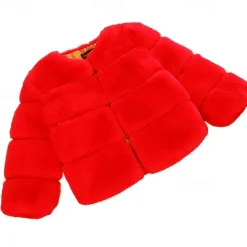 Kids Girls' Faux Fur Coat Solid Color Cute School Coat Outerwear 4 years+ Fall White Pink Red