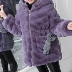 Kids Girls' Faux Fur Coat Solid Color Cute School Coat Outerwear 4 years+ Fall Pink Purple