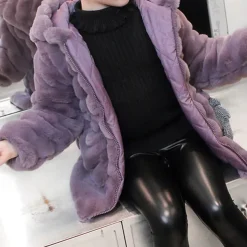 Kids Girls' Faux Fur Coat Solid Color Cute School Coat Outerwear 4 years+ Fall Pink Purple