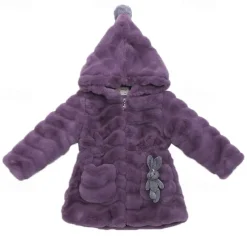 Kids Girls' Faux Fur Coat Solid Color Cute School Coat Outerwear 4 years+ Fall Pink Purple