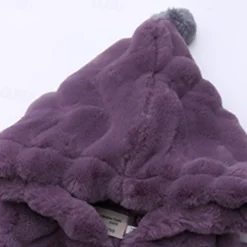 Kids Girls' Faux Fur Coat Solid Color Cute School Coat Outerwear 4 years+ Fall Pink Purple