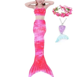 Kids Girls' Five Piece Mermaid Swimwear Swimwear Bikini Beach Swimming Rainbow Tie Dye Cute Bathing Suits 3-10 Years Summer Light Blue Colorful