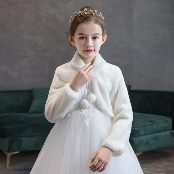 Kids Girls' Fleece Jacket Solid Color Fashion Performance Coat Outerwear 3-8 Years Fall White