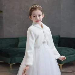 Kids Girls' Fleece Jacket Solid Color Fashion Performance Coat Outerwear 3-8 Years Fall White